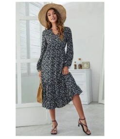 Floral Printed V-Neck Long Sleeve High Waist Flowy Ruffled Dress Casual Wholesale Dresses SDN532613 -OTIS Clothing Shop 39f666a6 2c12 4a07 8121 2636450037d4 114b917d9533a546aa4338966298f538