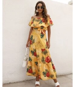 Leopard & Floral Printed Off Shoulder Ruffled Wide Lapel Resort Dress Wholesale Maxi Dresses SDN533198 -OTIS Clothing Shop 3ae7b71a 825d 4ca5 8f13 8852e30ea048 f71a1387cf86b80eb4977f3bc2b3b8d3