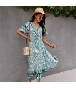 Floral Print V Neck Fringe Tie-Up Short Sleeve Resort Dress Wholesale Womens Boho Dresses SDN533139 -OTIS Clothing Shop 3b5f0f81 4749 48a1 9165 e2ef806ff8b5 4b0273760e514b7ec5265dabd0678c67