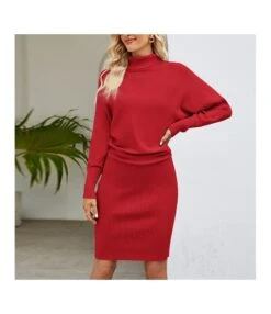 Solid Color Turtleneck Knitted Sweater Dress Wholesale Womens Clothing N3823110200043 -OTIS Clothing Shop 3d30461f538041ec9eb7b0b301214c85 4
