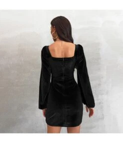 Velvet Sexy Cutout Tie-Up Dress Long Sleeve Solid Color Bodycon Wholesale Dresses SDN561545 -OTIS Clothing Shop 40656192 745f 40eb 9fd3 bf982d47f2db 79dc200659294fa31258ce100af0a173