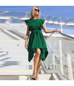 Fashion Square Neck Ruffle Sleeve Dress Solid Color Irregular Wholesale Dresses With Belt SDN560090 -OTIS Clothing Shop 41ad41d3 eee7 4bd1 a21c 88d01764aecd f284a69c5da370c7ba17d296e8c85a09