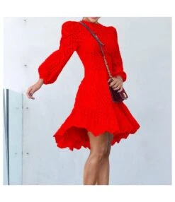 Retro Solid Color Hollow Ball Sleeve Ruffle Swing Dress Wholesale Dresses SDN538571 -OTIS Clothing Shop 42391772 05e4 4231 9da3 fd3daf4c78dd 4c4fe5763e1e94afe9bb65cf469a7045