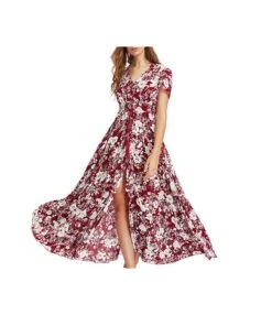 Printed Retro V-Neck Wide Hem Slit Design Wholesale Maxi Dresses Vacation Dress Trendy SD204093 -OTIS Clothing Shop 47ad8ae5 7e17 4fb9 b8cb fe5430a28fe6 f44aabb6a26fd453678ed27b565356f2