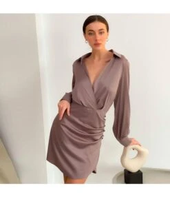 Sexy Satin Deep V Neck Dress Solid Color Long Sleeve A-Line Wholesale Dresses SDN560922 -OTIS Clothing Shop 4870f8b4 9c06 4050 9bc5 a7de1f2a31e4 fa233e43faa7ea2d7be20376df9e9420