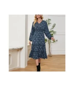 Lantern Sleeve Wooden Ear Print Slim V-Neck Midi Dress Wholesale Dresses SDV463970 -OTIS Clothing Shop 48f0cddd 7534 4eac 9f30 22e5e857fe74 0e682e33b7d79743b266d796060ac5ca
