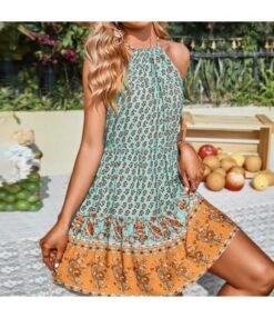 Fashion Print Halter Neck Dress Swing Casual Resort Wholesale Womens Bohemian Dresses With Pockets SDN560296 -OTIS Clothing Shop 495d321c 4b71 43e5 b7d7 c8d5b10c9090 2337983ec9a4037445e4d1efbc3fbaa2