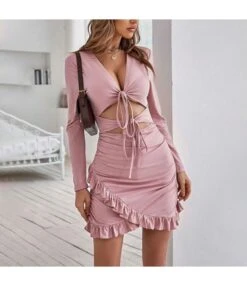 Sexy Hollow Lace-Up Long Sleeve Package Hip Ruffled Wrap Dress Wholesale Dresses SDN537989 -OTIS Clothing Shop 4cd42582 5b31 414d b203 1e964988d9bc 1827873add79748f04ec288cf4f7bc5a