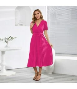 Temperament V-Neck Puff Sleeves Pleated Slim Solid Color Commuter Midi Dress Wholesale Dresses SDV464027 -OTIS Clothing Shop 4e6cc336 cd5d 4964 b345 8f7d1bfb09bc 4410c81231ead1ee61d2b35f568faf9f