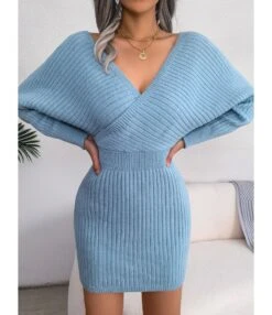 Sexy V-Neck Cross Bat Sleeve Mini Dress Long Sleeve Bodycon Wholesale Dresses SDN360688 -OTIS Clothing Shop 4f5d64c8 2363 4779 8033 54a6f2458b5b O1CN01qxw7kZ2MVZHMCeC9T 3421199833 0 cib