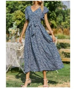 Floral Print V Neck Lace-Up Ruffle Sleeve Midi Swing Dress Summer Casual Wholesale Dresses SDN532703 -OTIS Clothing Shop 50f80f19 a32c 453f 85b8 b734d2818838 820620aa6aede9b2ae62607d51d751b1