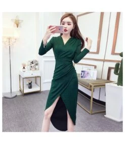 Sexy V Neck Long Sleeve High Waist Prom Bodycon Midi Dress Wholesale Dresses SD5117481 -OTIS Clothing Shop 51b98916 b074 4e81 b8ed f8be77d37ca7 fde7d944d7576167c68c73748b2f81c2