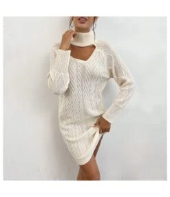 Fashion High Collar Hollow Twist Long Sleeve Sweater Knitted Dress Wholesale Jersey Dresses SDN537230 -OTIS Clothing Shop 52493829 39ce 4786 94ad acc4893e8b5c 0410204dc732acc9962089becd32cd41
