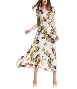 Printed Retro V-Neck Wide Hem Slit Design Wholesale Maxi Dresses Vacation Dress Trendy SD204093 -OTIS Clothing Shop 545fff3f 68ee 4384 ad79 6d694bdb3796 2bb203f2a7c3fb12ee1e486d2be61327