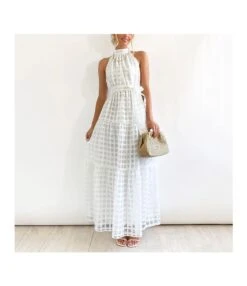 Plaid Halter Neck Strapless Fashion Party Dress Wholesale Dresses N46323032800112