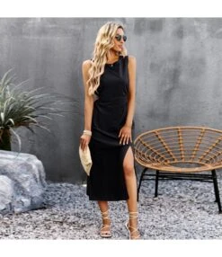 Solid Color Summer Hollow Waist Long Sleeveless Mid-Length Tank Dress Wholesale Dresses N5323031600405 -OTIS Clothing Shop 583057d117b64f34ada2afcf00ebaf09 4