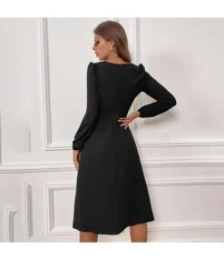 Solid Color V-Neck Slit Long-Sleeve Slim Midi A-Line Dress Wholesale Dresses SDN537343 -OTIS Clothing Shop 5be481d4 72a5 417b 959a 2f26cbcd6109 ac21b101278c95cedd6fcd4fb5470191