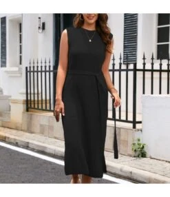 Round Neck Knitted Dress Commuter Slit Dress Wholesale Dresses N4623052600006 -OTIS Clothing Shop 5d3f27fddee44aa3a5a4b01300a4e92d 4