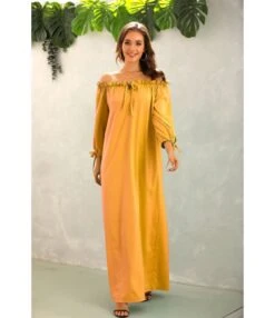 Solid Color Off Shoulder Lantern Sleeve Ruffles Loose Dress Casual Wholesale Maxi Dresses SDN532794 -OTIS Clothing Shop 601f41fd ca02 48f4 8b47 9755a1774318 620af0f44f17b6c2b091e6dbba11f1aa