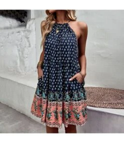 Fashion Print Halter Neck Dress Swing Casual Resort Wholesale Womens Bohemian Dresses With Pockets SDN560296 -OTIS Clothing Shop 620c0967 f9c9 43a1 a2d5 146782a132cb 7d7c2d679aac14e1480f4211f550c4e6