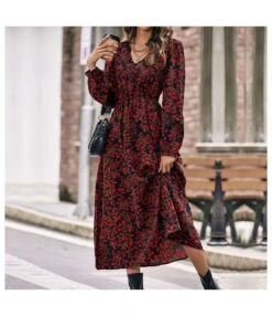 Long Sleeve V Neck High Waist Floral Printed A-Line Dress Wholesale Dresses SDN538605 -OTIS Clothing Shop 6337e327 a368 4919 83f8 e7a37af2e40a 3b203a5cfc9e994f7f3375d5b130d4c2