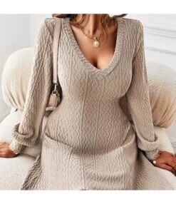 Sexy V-Neck Knit Jacquard Mini Dress Long Sleeve Solid Color Bodycon Wholesale Dresses SDN562291 -OTIS Clothing Shop 63649cda 9082 45b7 85d0 d2783f3883ef 23e6914dd0d64f84bfdc4340beea1c9f