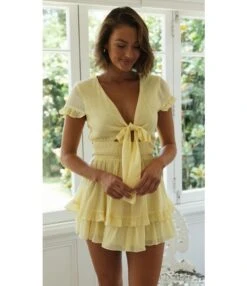 Solid Color Lace-Up V-Neck Layered Ruffled Dress Wholesale Dresses SDN535553 -OTIS Clothing Shop 6479b7e7 c49e 4d55 87ca df3f88c3960b 32171cab98e2701a51390f0ee4d197e3