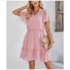 Casual V-Neck Solid Color Ruffle Swing Dress Wholesale Dresses SDN538814