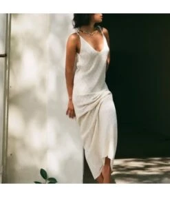 Temperament Low Cut Loose Hollow Knit Sling Dress Wholesale Maxi Dresses SDN539929