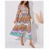 Fashion Printed Single-Breasted Slit Long-Sleeve Shirt Dress Wholesale Dresses SDN536902