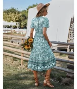 Floral Print V Neck Short Sleeve Tie-Up Waist Casual Resort Dresses Wholeslae Bohemian Dress For Women SDN533130 -OTIS Clothing Shop 6712bea9 7ec4 400f a044 cb465b97a975 44c81bde92ea201ff580a6b3ac948aeb