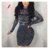 Wholesale Women Clothing Mesh Hot Diamond Evening Dress Dresses SD161133
