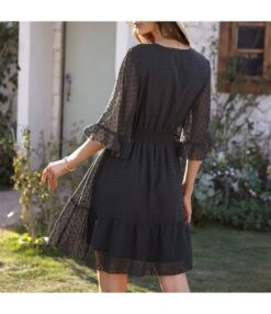 Fashion Elegant Solid Color Chiffon Flocking Ruffles Swing Dress Lotus Leaf Sleeve Wholesale Dresses SD204668 -OTIS Clothing Shop 67bfb245 ca91 43a1 912d b2ae387bad6d 6889b84cb8515d9a367a0c296c43cec2