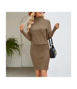 Solid Color Turtleneck Knitted Sweater Dress Wholesale Womens Clothing N3823110200043 -OTIS Clothing Shop 6843aff0838f4018bd10b0b301216473 4