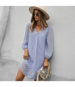 Sexy V Neck Flocking Mini Dress Solid Color Loose Long Sleeve Wholesale Dresses SDN560852 -OTIS Clothing Shop 68a3fa18 26b9 41ee ac56 aed348cf0068 4acfffdde2e590dabce46171246dd1de