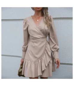 Solid Color V-Neck Tie-Waist Irregular Long Sleeve Ruffled Wrap Dress Wholesale Dresses SDN537256 -OTIS Clothing Shop 68f1c6b7 b760 41a3 8df2 cfbc2ef002c3 2088418751e896de6c1e585e8c0f675c