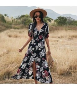 Sexy Deep V Floral Swing Dress Short Sleeve Slim Drawstring High Slit Vacation Wholesale Dresses SDN560326 -OTIS Clothing Shop 6ae956e1 2fb8 46ee bca7 77a9b1898fc1 49bbc863768b3ad311df8259a45d7481
