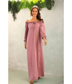 Solid Color Off Shoulder Lantern Sleeve Ruffles Loose Dress Casual Wholesale Maxi Dresses SDN532794 -OTIS Clothing Shop 6bbfbe32 99ee 4ed2 af74 c310fa1f2cbb 91fcd2182940af64ab7e154ff6143be6