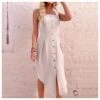 Solid Color Single-Breasted Design Irregular Hem Cotton & Linen Sling Dress Summer Wholesale Dresses SD168363 -OTIS Clothing Shop 6c0c38f2 8553 4760 a5a8 d3fb4d7e19cb 5646db788cee86fde82578239eb499cc