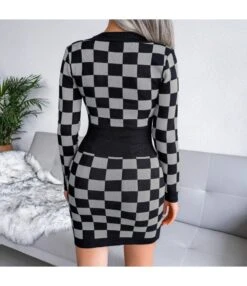 Sexy Knitted Dress Women V-Neck Plaid Printing SD162181 -OTIS Clothing Shop 6e3be394 bf06 4585 9d81 0d275bf28197 B36AA5EAD7CCC8CABC22AD88065A81E3