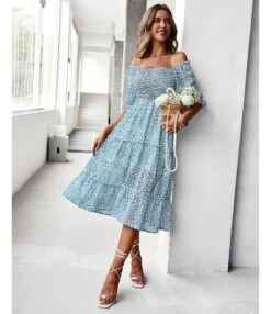 Sexy Off Shoulder Floral Midi Swing Dress High Waist Petal Sleeve Slim Vacation Wholesale Dresses SDN560630 -OTIS Clothing Shop 6e67f782 cb7d 4e9a 9443 6e5c52432ca1 2123784a2fe619e8bda3763710255e00