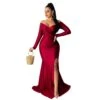 Solid Color Nightclub V-Neck Long Sleeve Maxi Dress Wholesale Supplier SD210272