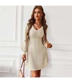 Sexy V-Neck Knit Jacquard Mini Dress Long Sleeve Solid Color Bodycon Wholesale Dresses SDN562291 -OTIS Clothing Shop 715a67ad 8c9f 4f98 8e18 63752297cf15 b4f89d27a559ba7850522f63839aead7