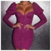 Pleated Sexy Low Cut Long Sleeve Puff Sleeve Sheath Mini Dress Wholesale Dresses SDV463783 -OTIS Clothing Shop 76023585 8815 421e 927f fed327ba1fbd f179df97b8277099fa5a82c4b118666a