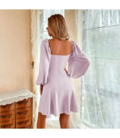 Sexy Square Neck Puff Sleeve Dress Solid Color Ruffled Wholesale Dresses SDN561726 -OTIS Clothing Shop 774b38cb 6b2f 4422 b978 a9dade4a7fa8 23e8367814644750745919b3e5b285af