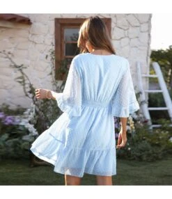 Fashion Elegant Solid Color Chiffon Flocking Ruffles Swing Dress Lotus Leaf Sleeve Wholesale Dresses SD204668 -OTIS Clothing Shop 784e4a2e 3363 4017 89bb 0c76406b181b b5b1e54f4f98b70663fba1d65fad0287