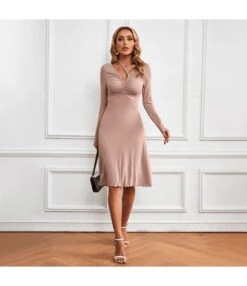 V-Neck Strap Long-Sleeve Elegant Midi A-Line Knitted Dress Wholesale Dresses SDN537994 -OTIS Clothing Shop 784e5de2 8bf0 4401 a56a d6743b2060f1 0617911a4720a6ce7d27c7d4128d5015
