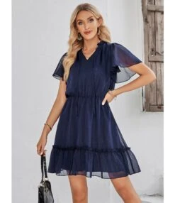 Casual V-Neck Solid Color Ruffle Swing Dress Wholesale Dresses SDN538814 -OTIS Clothing Shop 78a16ff7 ce02 4f15 b24f a5d9935ad34b 54b1d0c52eabb47accd075053f1e86fe