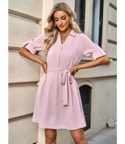 Solid Color Half Sleeve Tie-Up Lapel Casual Dress Wholesale Dresses SDN537944 -OTIS Clothing Shop 7b0870f8 df57 4e3f 8feb 0419d47739f4 722cc27ed88f21028f18ccada5cef689