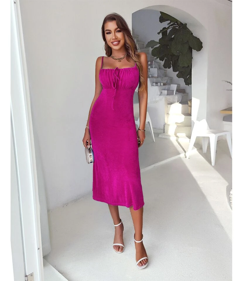 Sexy Suspender Midi Dress Solid Color Backless Slim Lace Up Wholesale Dresses SDN560291 9 Sexy Suspender Midi Dress Solid Color Backless Slim Lace Up Wholesale Dresses SDN560291 - Image 7